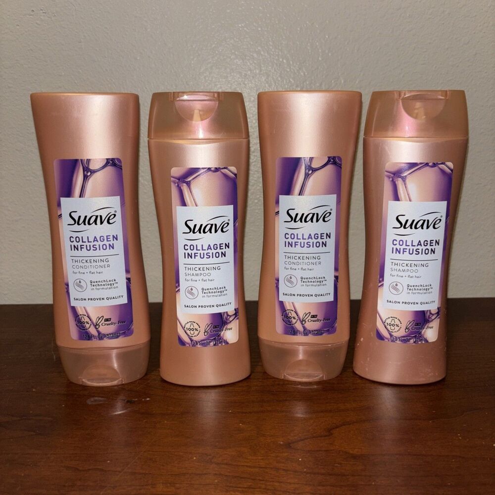 LOT (4) SUAVE COLLAGEN INFUSION CONDITIONER THICKENING FINE FLAT HAIR 12.6 FL OZ